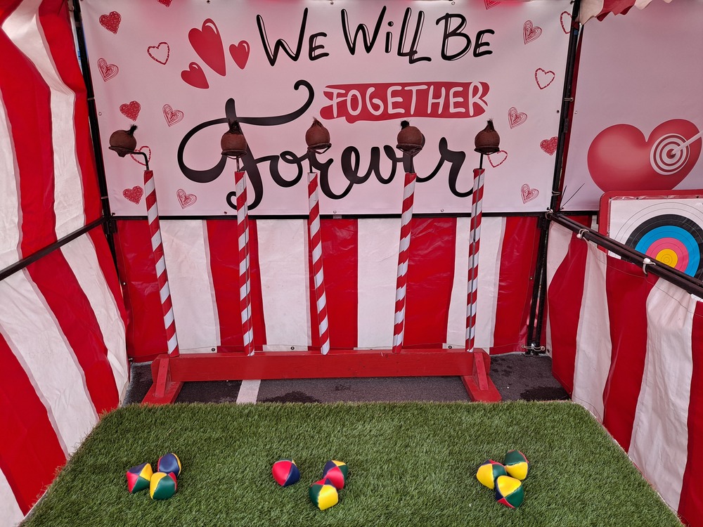 Wedding Coconut Shy Rental – “We Will Be Together Forever” Romantic Fairground Fun!